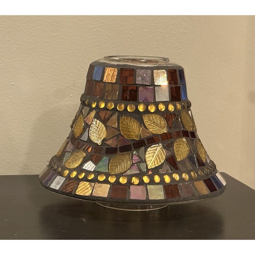 Yankee Candle Mosaic Leaves Glass Jar Candle Shade Topper